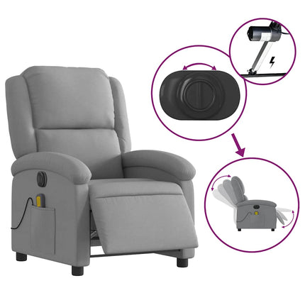 Elektrisk massagefåtölj ljusgrå tyg