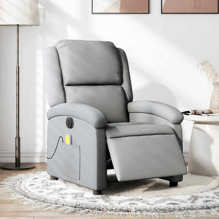 Elektrisk massagefåtölj ljusgrå tyg
