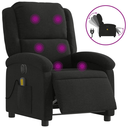 Elektrisk massagefåtölj med uppresningshjälp svart tyg