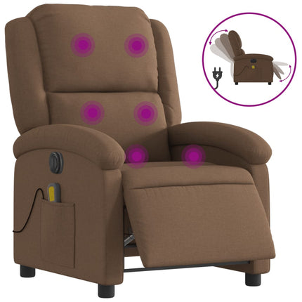 Elektrisk massagefåtölj brun tyg