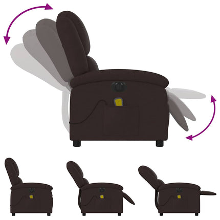 Elektrisk massagefåtölj mörkbrun tyg