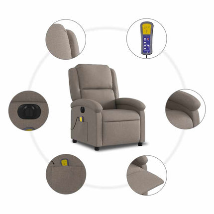 Elektrisk massagefåtölj taupe tyg