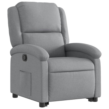Reclinerfåtölj med uppresningshjälp ljusgrå tyg