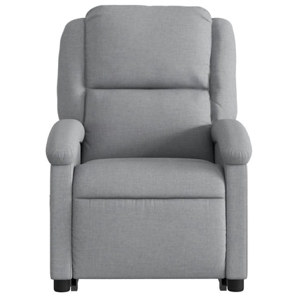 Reclinerfåtölj med uppresningshjälp ljusgrå tyg