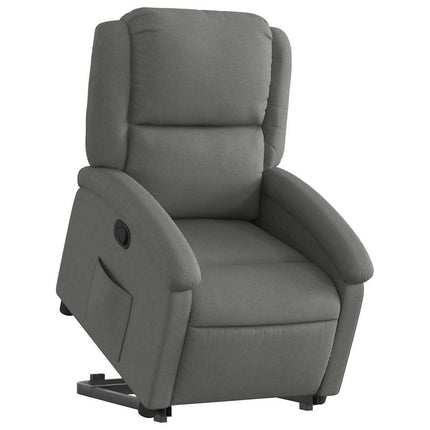 Reclinerfåtölj med uppresningshjälp mörkgrå tyg