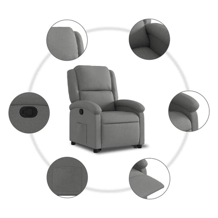 Reclinerfåtölj med uppresningshjälp mörkgrå tyg