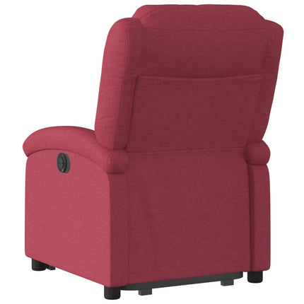 Reclinerfåtölj med uppresningshjälp vinröd tyg