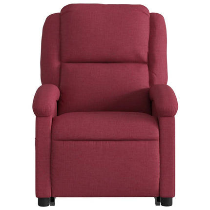 Reclinerfåtölj med uppresningshjälp vinröd tyg