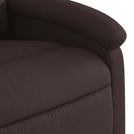 Reclinerfåtölj med uppresningshjälp mörkbrun tyg