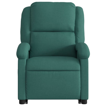 Reclinerfåtölj med uppresningshjälp mörkgrön tyg