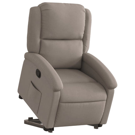Reclinerfåtölj med uppresningshjälp taupe tyg