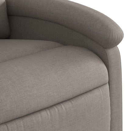 Reclinerfåtölj med uppresningshjälp taupe tyg