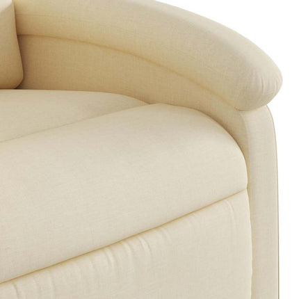 Reclinerfåtölj med uppresningshjälp gräddvit tyg