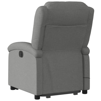 Massagefåtölj med uppresningshjälp mörkgrå tyg