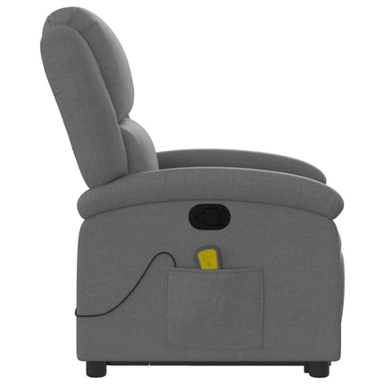 Massagefåtölj med uppresningshjälp mörkgrå tyg
