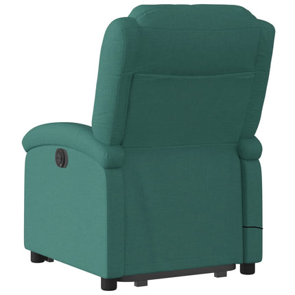 Massagefåtölj med uppresningshjälp mörkgrön tyg