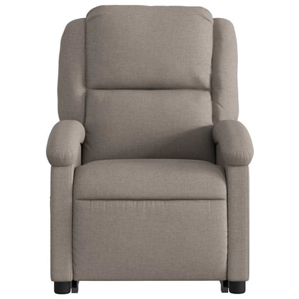 Massagefåtölj med uppresningshjälp taupe tyg
