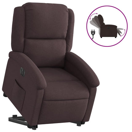 Elektrisk reclinerfåtölj med uppresningshjälp brun tyg