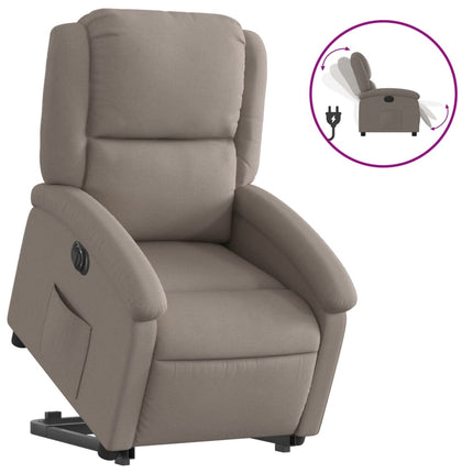 Elektrisk reclinerfåtölj med uppresningshjälp taupe tyg