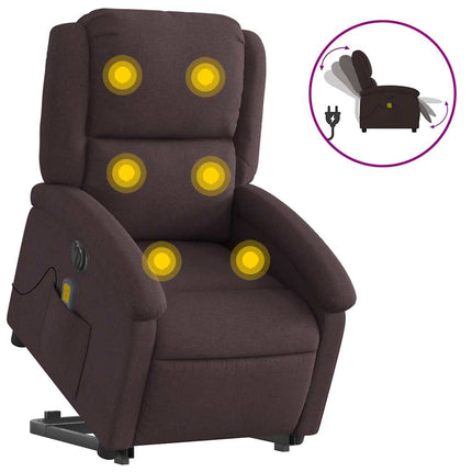 Elektrisk massagefåtölj med uppresningshjälp mörkbrun tyg