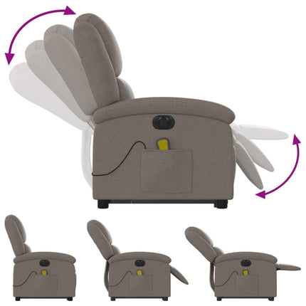 Elektrisk massagefåtölj med uppresningshjälp taupe tyg