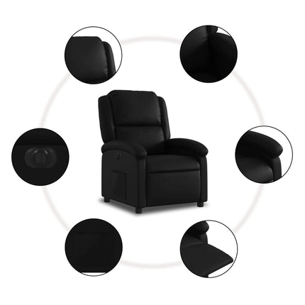 Elektrisk reclinerfåtölj svart konstläder