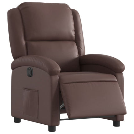 Elektronisk reclinerfåtölj brun konstläder