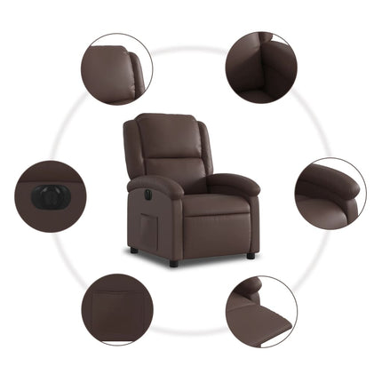 Elektronisk reclinerfåtölj brun konstläder