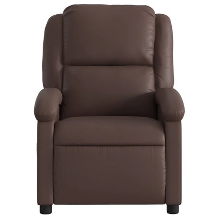 Elektronisk reclinerfåtölj brun konstläder