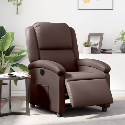 Elektronisk reclinerfåtölj brun konstläder