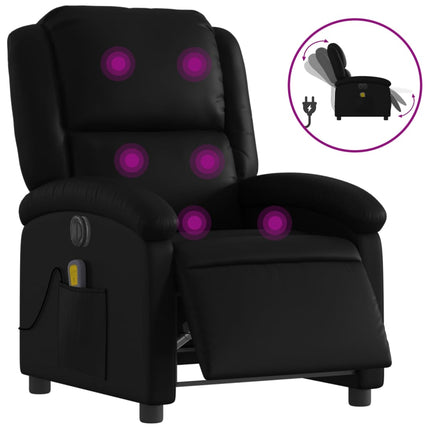 Elektrisk massagefåtölj svart konstläder