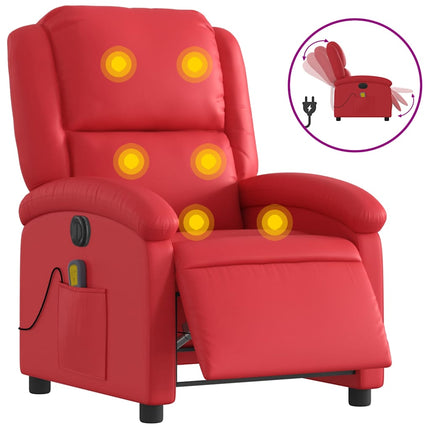 Elektrisk massagefåtölj röd konstläder