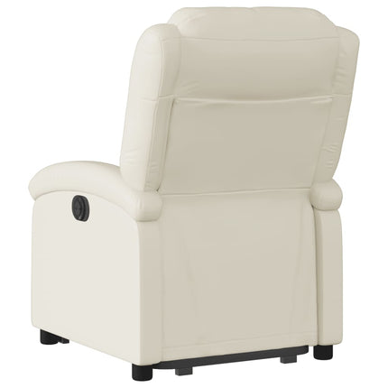 Reclinerfåtölj med uppresningshjälp gräddvit konstläder
