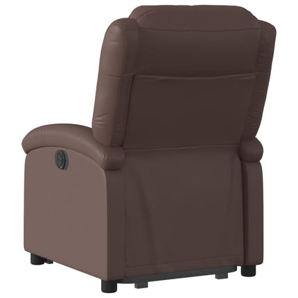 Reclinerfåtölj med uppresningshjälp brun konstläder