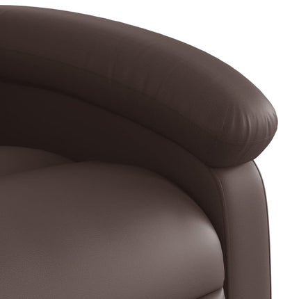 Reclinerfåtölj med uppresningshjälp brun konstläder