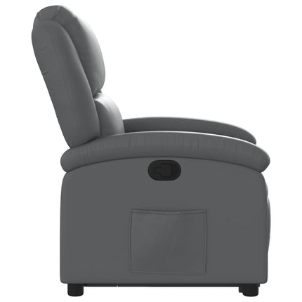 Reclinerfåtölj med uppresningshjälp grå konstläder