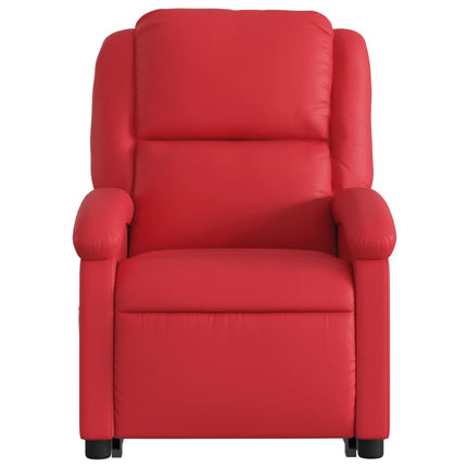 Reclinerfåtölj med uppresningshjälp röd konstläder