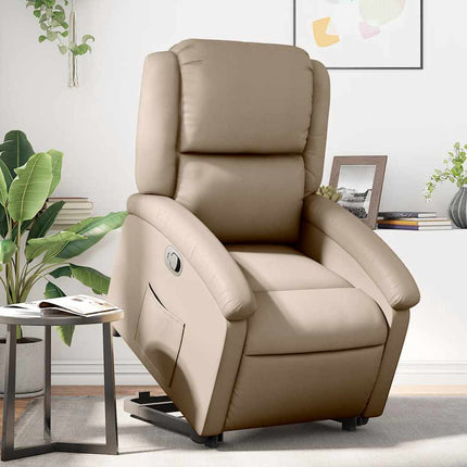 Reclinerfåtölj med uppresningshjälp cappuccino konstläder