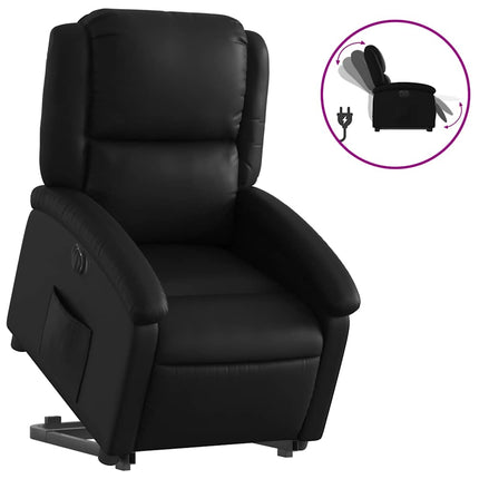 Reclinerfåtölj med uppresningshjälp svart konstläder