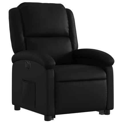 Reclinerfåtölj med uppresningshjälp svart konstläder