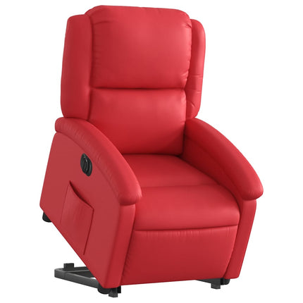 Reclinerfåtölj med uppresningshjälp röd konstläder