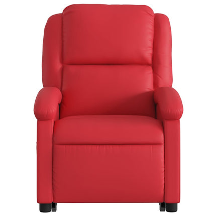 Reclinerfåtölj med uppresningshjälp röd konstläder
