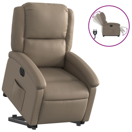 Reclinerfåtölj med uppresningshjälp cappuccino konstläder