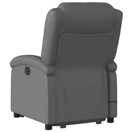 Massagefåtölj med uppresningshjälp grå konstläder