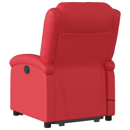 Massagefåtölj med uppresningshjälp röd konstläder