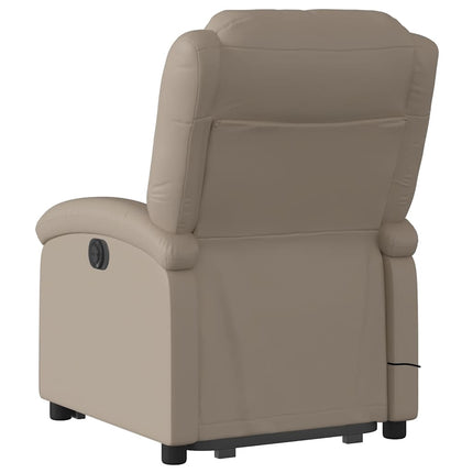 Massagefåtölj med uppresningshjälp cappuccino konstläder