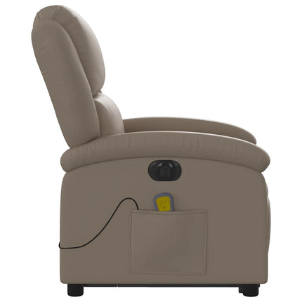 Massagefåtölj med uppresningshjälp cappuccino konstläder