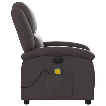 Elektrisk massagefåtölj mörkbrun äkta läder