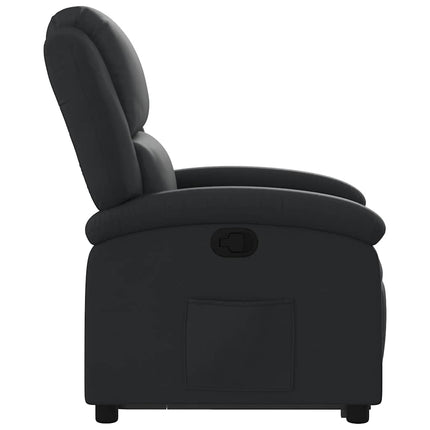 Reclinerfåtölj med uppresningshjälp svart äkta läder