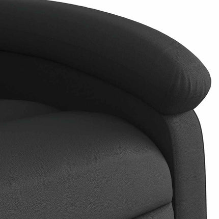 Reclinerfåtölj med uppresningshjälp svart äkta läder